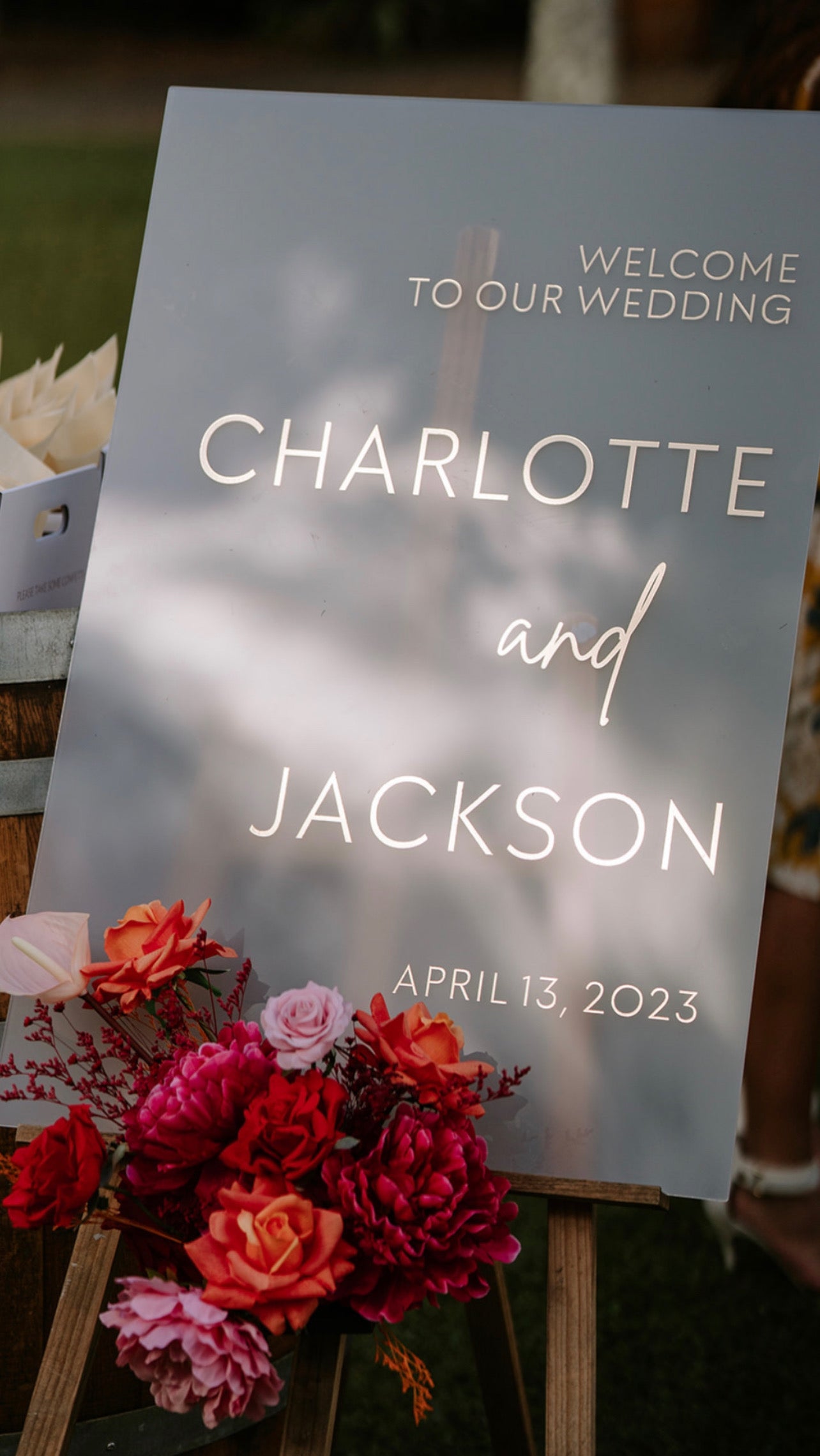 A1 Rectangle | White Frosted Acrylic | Metallic Gold Vinyl Wording