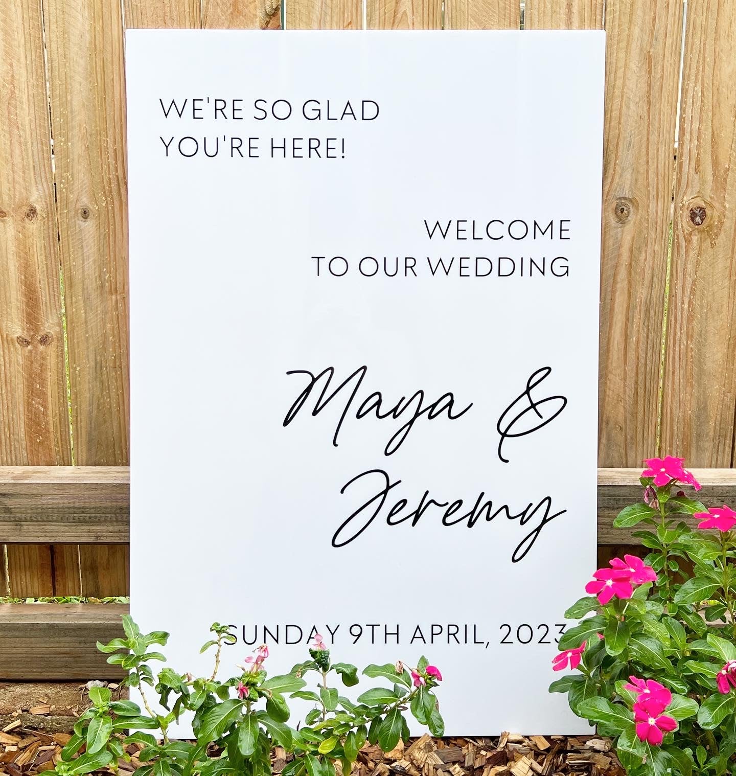 A1 Rectangle | White Acrylic | Black Vinyl Wording