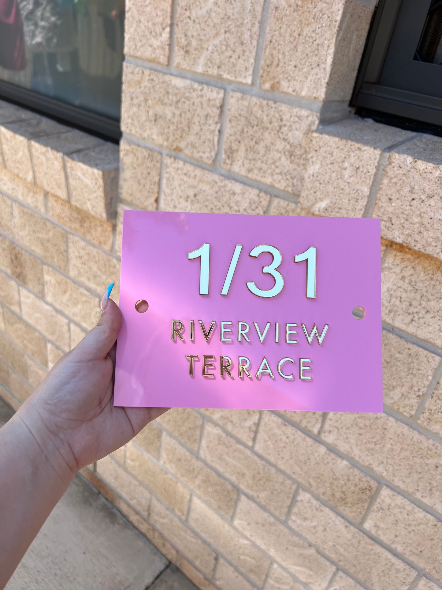 Pink Acrylic | Gold Acrylic Wording
