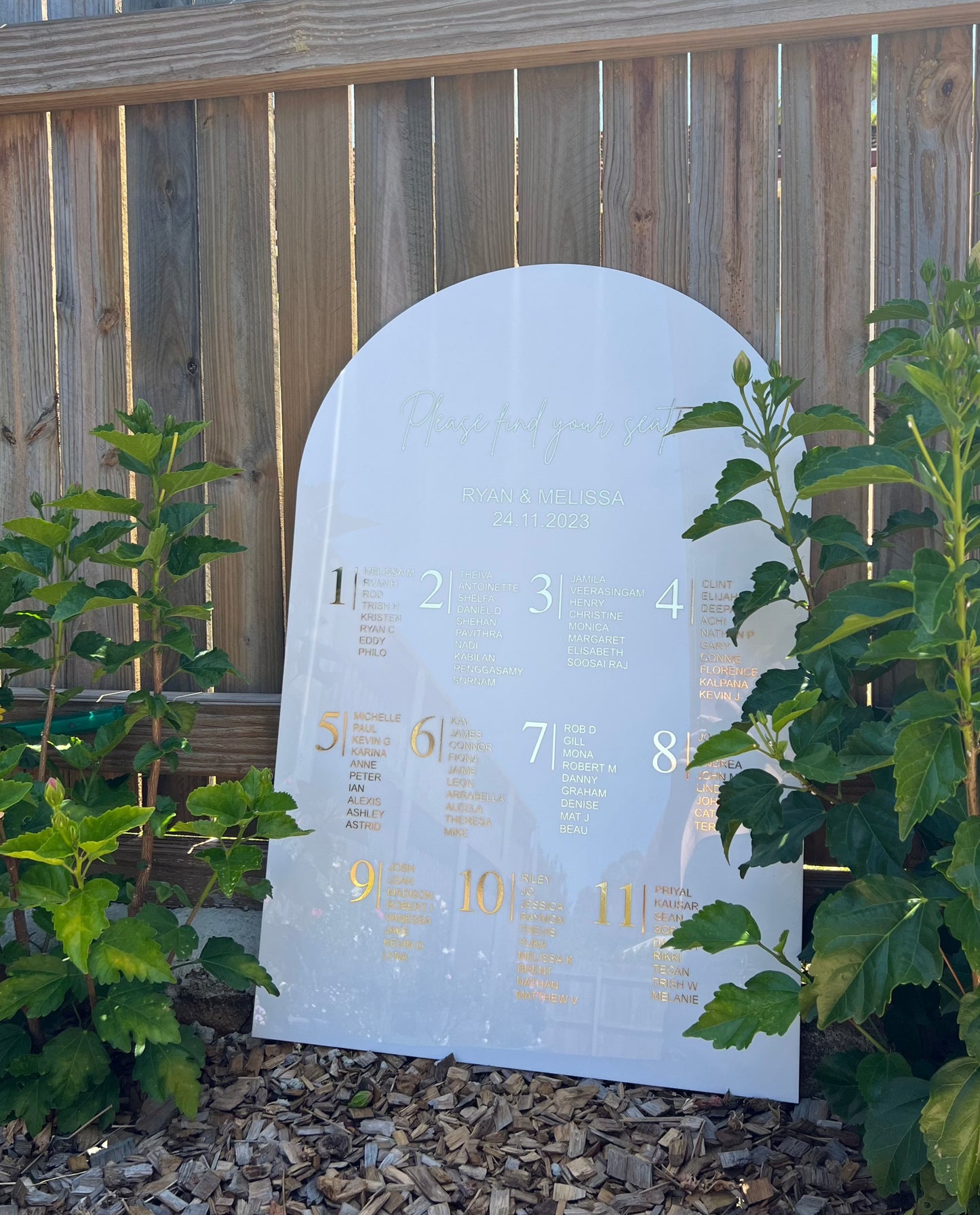 A1 Arch | White Acrylic | Metallic Gold Vinyl Wording