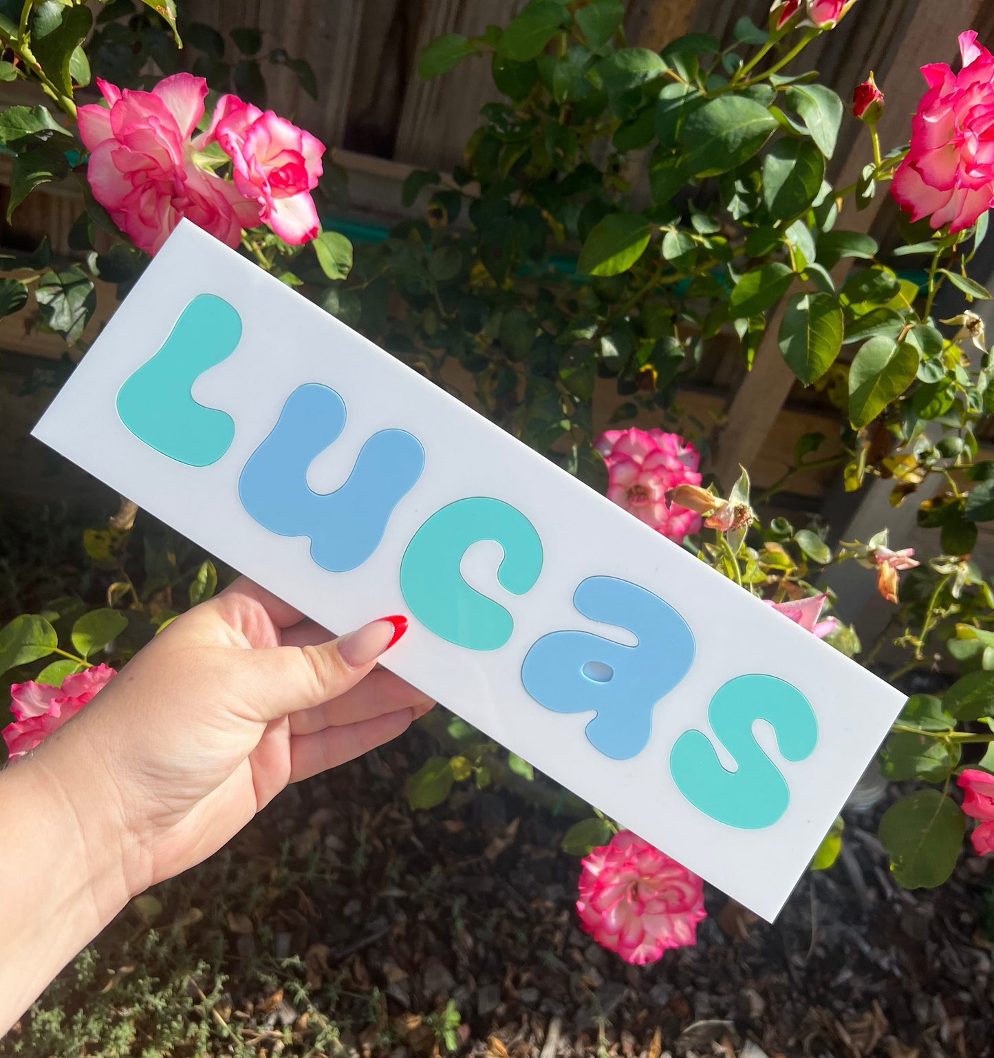 White Acrylic Base | Green & Blue Pieces