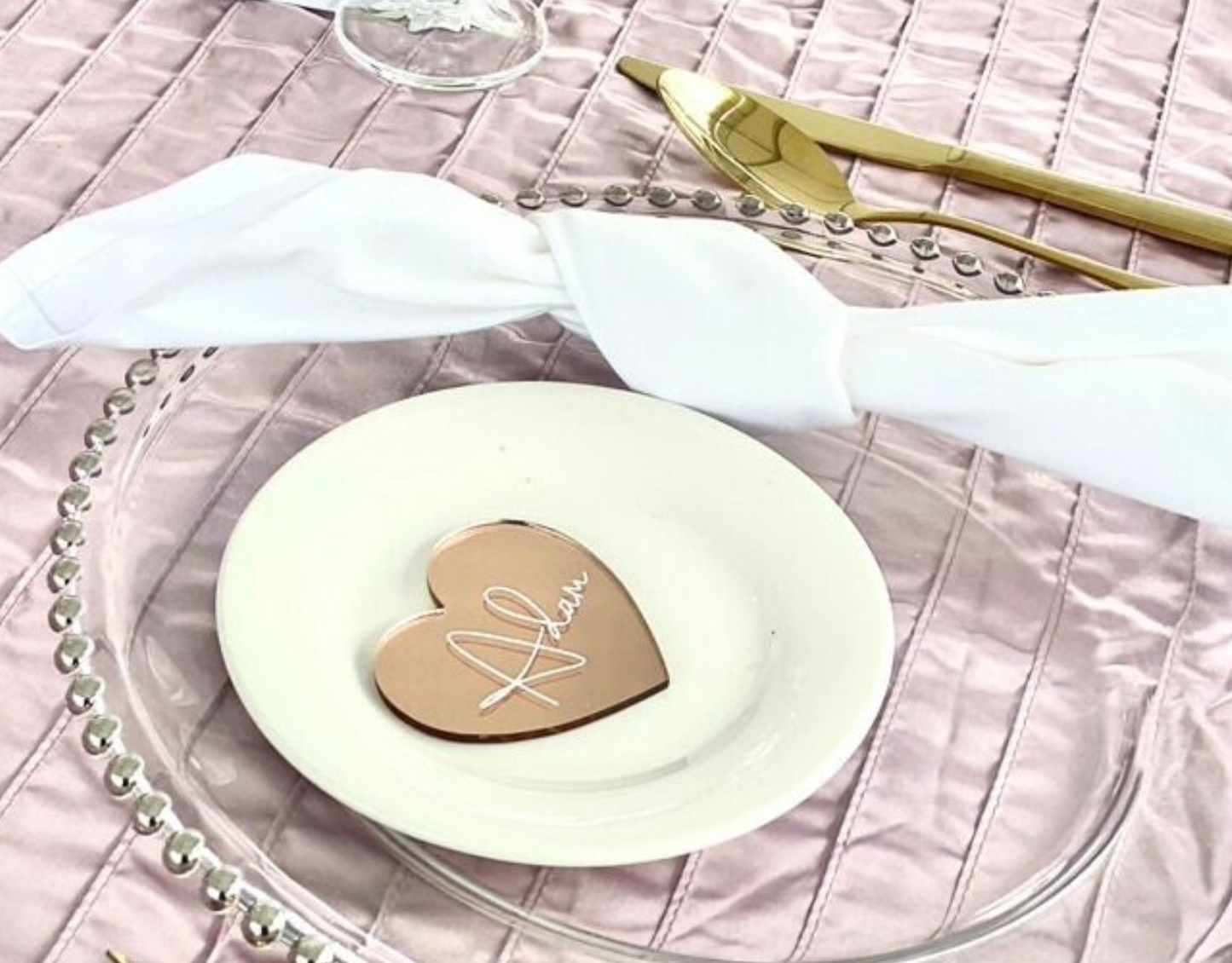 Rose Gold Acrylic Heart | White Vinyl Wording