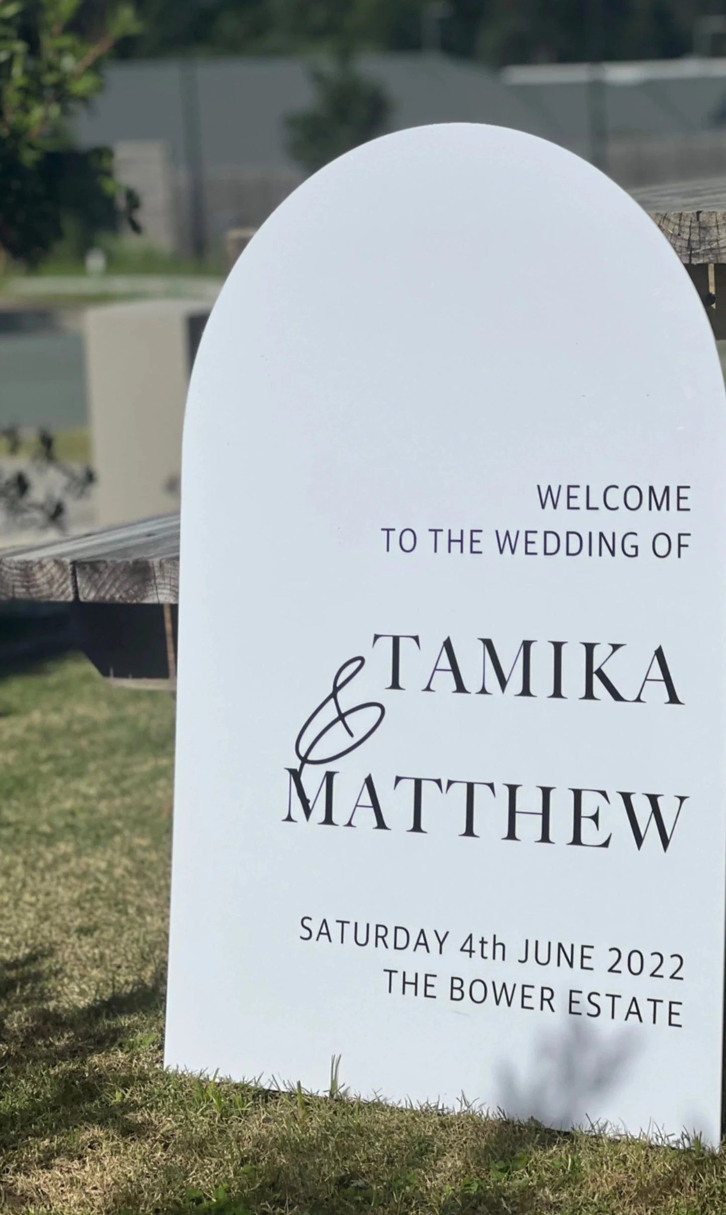 A1 Arch | White Acrylic | Black Vinyl Wording