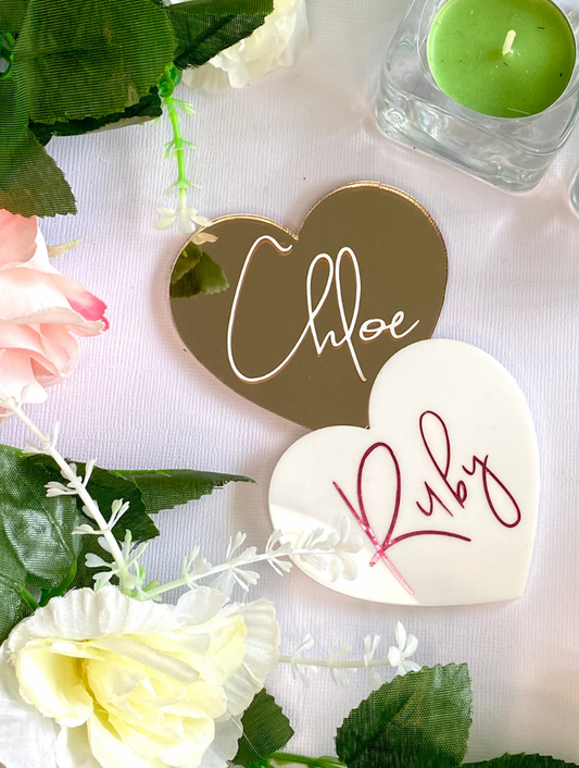 Rose Gold Heart & White Wording | White Heart & Metallic Pink Wording