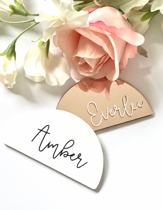 Rose Gold Acrylic & White Vinyl Wording | White Acrylic & Black Vinyl Wording